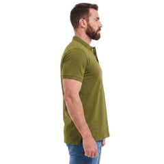 Camisa Polo Masculina TXC Regular Piquet Verde Militar Logo Bordado Marrom Ref:69137