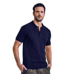 Camisa Polo Masculina TXC Slim Piquet Elastano Azul Marinho Com Logo Bordada REF: 69104
