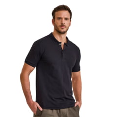 Camisa Polo Masculina TXC Slim Piquet Elastano Preta Com Logo Bordada REF: 69104