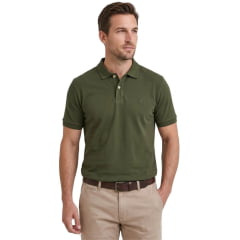Camisa Polo Masculina TXC Verde Militar Logo Bordada Ref:6956