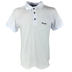 Camisa Pólo Masculina Wrangler Malha Pique Confort Manga Curta Sem Bolso Branco Com Logo Bordado Preto Ref.WM9051BR