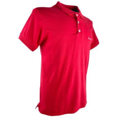 Camisa Polo Masculina Wrangler Malha Piquet Confort Manga Curta Vermelho Com Bordado Ref:WM9053 VM