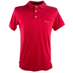 Camisa Polo Masculina Wrangler Malha Piquet Confort Manga Curta Vermelho Com Bordado Ref:WM9053 VM