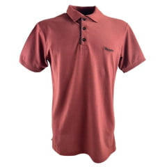 Camisa Polo Masculina Wrangler Malha Piquet Confort Manga Curta Vinho Sem Bolso Com Bordado Preto Ref:WM9051 VI