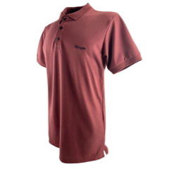 Camisa Polo Masculina Wrangler Malha Piquet Confort Manga Curta Vinho Sem Bolso Com Bordado Preto Ref:WM9051 VI