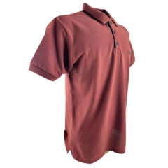 Camisa Polo Masculina Wrangler Malha Piquet Confort Manga Curta Vinho Sem Bolso Com Bordado Preto Ref:WM9051 VI