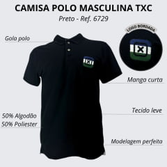 Camisa Polo TXC Masculina Custom Manga Curta Preta Bordado Da Marca Ref: 6729