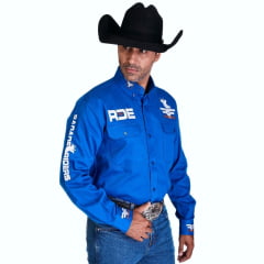 Camisa Masculina Radade Manga Longa Bordada Riders Azul