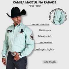 Camisa Masculina Radade Manga Longa Bordada Riders Verde Claro