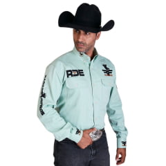 Camisa Masculina Radade Manga Longa Bordada Riders Verde Claro