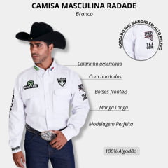 Camisa Masculina Radade Manga Longa Bordada Team Series Riders Branco