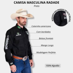 Camisa Masculina Radade Manga Longa Bordada Team Series Riders Preto