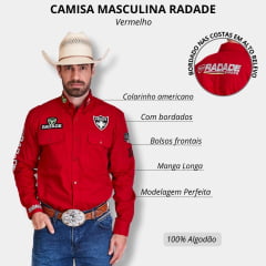 Camisa Masculina Radade Manga Longa Bordada Team Series Riders Vermelho