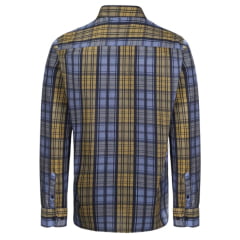 Camisa Wrangler Manga Longa Tricoline FT Com Bolso Xadrez Azul/Amarelo Ref.WLS169UN