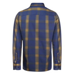 Camisa Wrangler Manga Longa Tricoline FT Com Bolso Xadrez Grande Azul Bic/Amarelo Mostarda Ref.WLS175UN