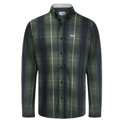Camisa Wrangler Manga Longa Xadrez Tricoline Grande Verde Musgo/Preto/Branco Com Bolso Ref. WLS165UN