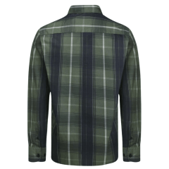 Camisa Wrangler Manga Longa Xadrez Tricoline Grande Verde Musgo/Preto/Branco Com Bolso Ref. WLS165UN