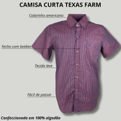 Camisa Xadrez Masculina Texas Farm Manga Curta - Escolha a cor