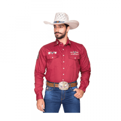 Camisa Masculina Bill Way Country Vermelho Ref: 1689