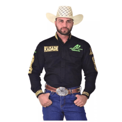 Camisa Masculina Bordada Radade Preta Green Team