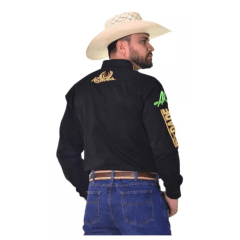 Camisa Masculina Bordada Radade Preta Green Team