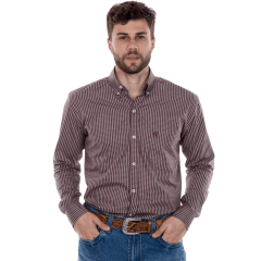 Camisa Xadrez Bordô Manga Longa Masculina Ox Horns Ref.9543