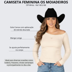Camiseta Feminina Os Moiadeiros Amarilo Manga Longa Off White Estrela Na Gola Ref: Reg188