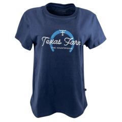 Camiseta Feminina Texas Farm T-Shirt Azul Marinho Estampa Ferradura - Ref. CF252