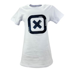 Camiseta Feminina TXC Manga Curta Custom Branca Logo Azul R.50860