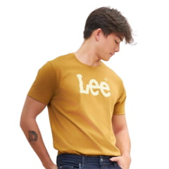 Camiseta Masculina Lee Camel (Caramelo) Fio Penteado Com Logo Em Branco Ref:5030L