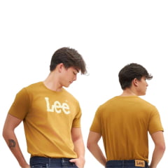 Camiseta Masculina Lee Camel (Caramelo) Fio Penteado Com Logo Em Branco Ref:5030L