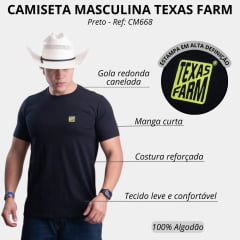 Camiseta Masculina Texas Farm Manga Curta Preto Com Logo Pequeno Caramelo Ref:CM668