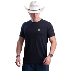 Camiseta Masculina Texas Farm Manga Curta Preto Com Logo Pequeno Caramelo Ref:CM668
