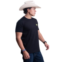 Camiseta Masculina Texas Farm Manga Curta Preto Com Logo Pequeno Caramelo Ref:CM668