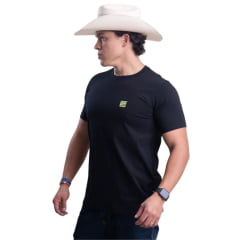 Camiseta Masculina Texas Farm Manga Curta Preto Com Logo Pequeno Caramelo Ref:CM668