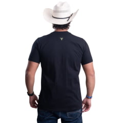 Camiseta Masculina Texas Farm Manga Curta Preto Com Logo Pequeno Caramelo Ref:CM668