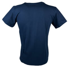 Camiseta Masculina Ariat Azul Marinho Manga Curta Com Logo Bege