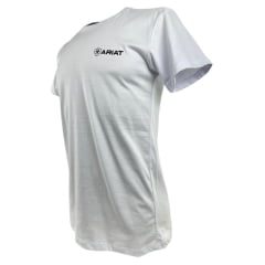 Camiseta Masculina Ariat Básica Branca Com Logo Estampado Pequeno Preto
