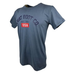 Camiseta Masculina Ariat Cinza Escuro Manga Curta Com Logo Azul e USA Vermelho