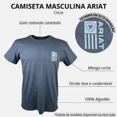 Camiseta Masculina Ariat Cinza Escuro Manga Curta Com Logo Pequeno Branco