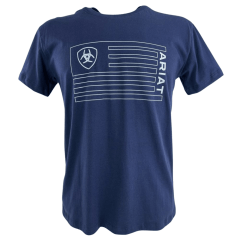 Camiseta Masculina Ariat Manga Curta Azul Marinho Com Logo Branco