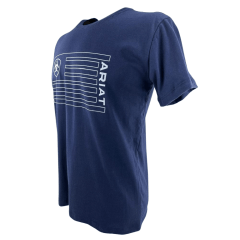 Camiseta Masculina Ariat Manga Curta Azul Marinho Com Logo Branco