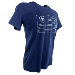 Camiseta Masculina Ariat Manga Curta Azul Marinho Com Logo Branco