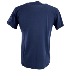 Camiseta Masculina Ariat Manga Curta Azul Marinho Com Logo Branco Azul E Bege