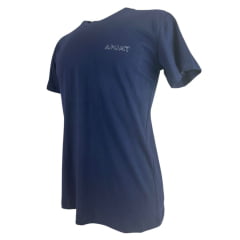 Camiseta Masculina Ariat Manga Curta Azul Marinho Com Logo Branco Estampado Nas Costas E Frente