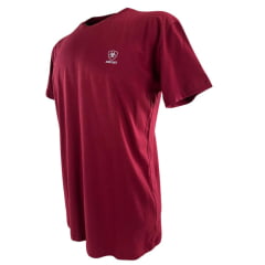Camiseta Masculina Ariat Manga Curta Básica Bordô Com Logo Branco