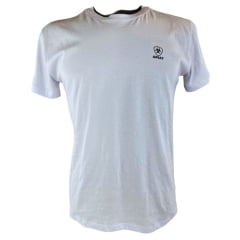 Camiseta Masculina Ariat Manga Curta Básica Branco Com Logo Preto