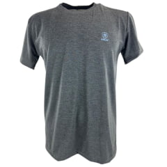 Camiseta Masculina Ariat Manga Curta Básica Chumbo Com Logo Azul Claro