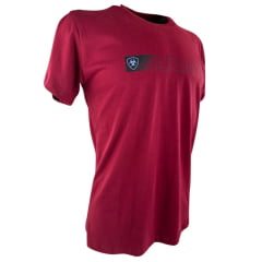 Camiseta Masculina Ariat Manga Curta Bordô Com Logo Preto E Lilás