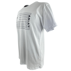 Camiseta Masculina Ariat Manga Curta Branco com Logo Estampada Em Preto